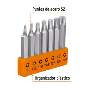 Juego de 7 puntas torx combinadas largo 2