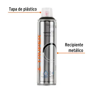 Truper Pintura en aerosol alta temp. bote esbelto, negro, 400 ml