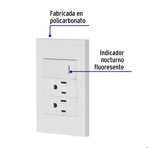 Volteck Placa armada 1 interruptor, 2 contactos,1mod,Española,blanco