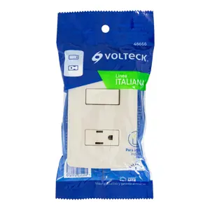 Volteck Placa armada contacto e interruptor, marfil, línea Italiana