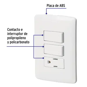 Volteck Placa armada contacto 2 interruptores,blanco, línea Italiana