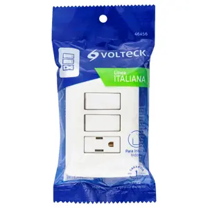 Volteck Placa armada contacto 2 interruptores,blanco, línea Italiana