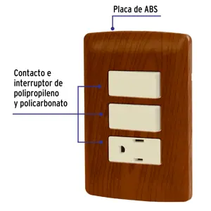 Volteck Placa armada contacto 2 interruptores,madera, línea Italiana