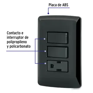 Volteck Placa armada contacto 2 interruptores,negro, línea Italiana