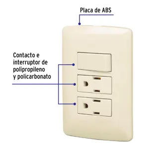 Volteck Placa armada 2 contactos e interruptor,marfil,línea Italiana