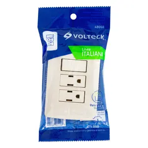 Volteck Placa armada 2 contactos e interruptor,marfil,línea Italiana