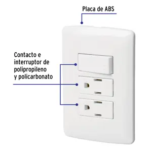 Volteck Placa armada 2 contactos e interruptor,blanco,línea Italiana