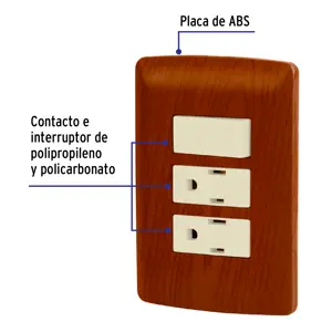 Volteck Placa armada 2 contactos e interruptor,madera,línea Italiana