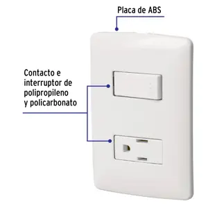 Volteck Placa armada contacto e interruptor, blanco, línea Italiana