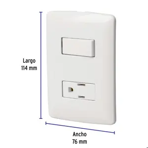 Volteck Placa armada contacto e interruptor, blanco, línea Italiana