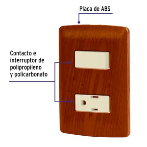 Volteck Placa armada contacto e interruptor, madera, línea Italiana