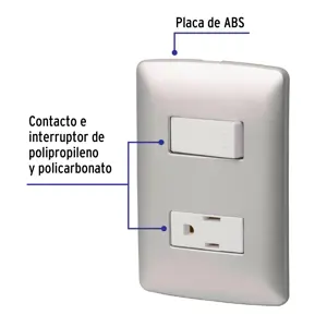 Volteck Placa armada contacto e interruptor, plata, línea Italiana