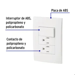 Volteck Placa armada 2 contactos e interruptor, línea Oslo, blanco