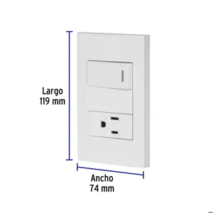 Volteck Placa armada 1 interruptor,1 contacto,1mod, Española, blanco