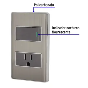 Volteck Placa armada acero interruptor y contacto 1 módulo, Lisboa