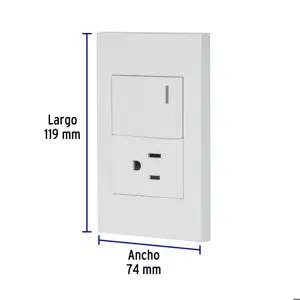 Volteck Placa armada 1 interruptor,1contacto,1.5mod,Española, blanco