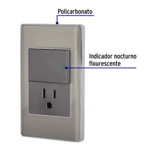 Volteck Placa armada acero interruptor y contacto 1.5 mód, Lisboa