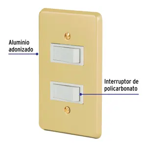 Volteck Placa armada 2 interruptores sencillos, línea Económica