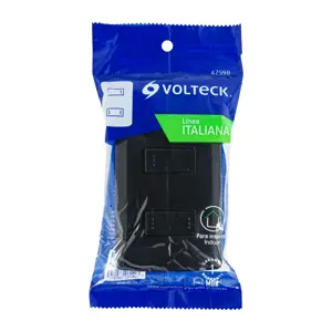 Volteck Placa armada 1 interruptor 1 escalera, negro, línea Italiana