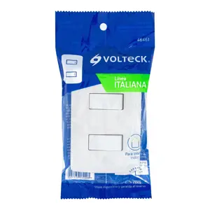 Volteck Placa armada, 2interruptores sencillos,blanco,línea Italiana