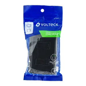 Volteck Placa armada, 2 interruptores sencillos,negro,línea Italiana