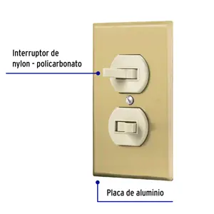 Volteck Placa armada 2 interruptor sencillo, línea Standard,aluminio