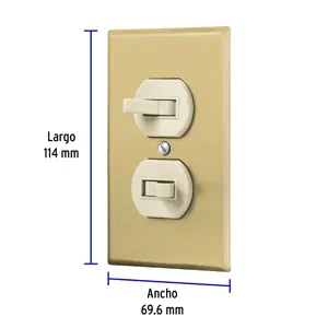 Volteck Placa armada 2 interruptor sencillo, línea Standard,aluminio