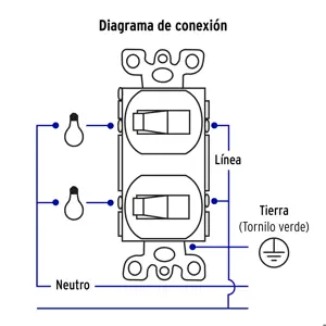 Volteck Placa armada 2 interruptor sencillo, línea Standard,aluminio