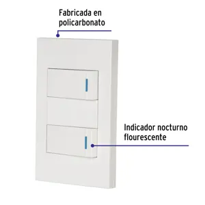 Volteck Placa armada 2 interruptores, 1 módulo, Española, blanco