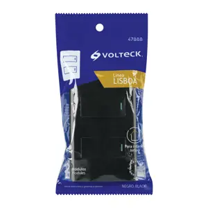 Volteck Placa armada negra 1 interruptor y 1 de 3 vías 1 mód,Lisboa