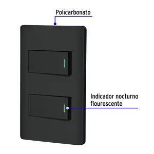 Volteck Placa armada negra 1 interruptor y 1 de 3 vías 1 mód,Lisboa