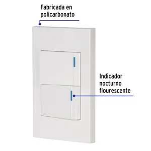 Volteck Placa armada 2interruptores 1de 3vías,1.5mod,Española blanco