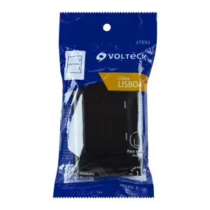 Volteck Placa armada negra 2 interruptores 1.5 módulos, Lisboa