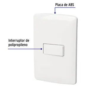 Volteck Placa armada 1 interruptor escalera, blanco, línea Italiana