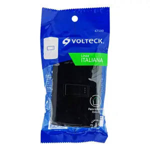 Volteck Placa armada 1 interruptor sencillo, negro, línea Italiana