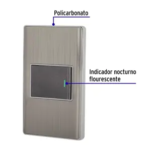 Volteck Placa armada acero 1 interruptor de 3 vías 1.5 mód, Lisboa