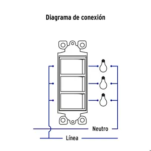 Volteck Placa armada con 3 interruptores sencillos, línea Classic