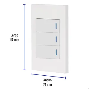 Volteck Placa armada 3 interruptores, 1 módulo, Española, blanco