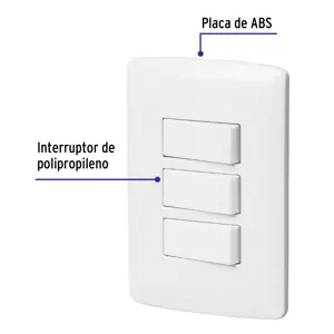 Volteck Placa armada 2 interruptores 1escalera blanco,línea Italiana