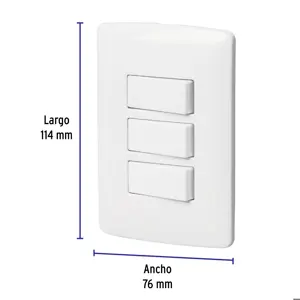 Volteck Placa armada 2 interruptores 1escalera blanco,línea Italiana