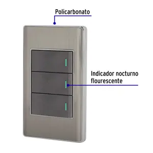 Volteck Placa armada acero 2 interruptores 1 de 3 vías 1 mód,Lisboa