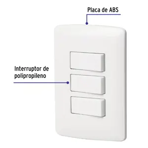 Volteck Placa armada 3 interruptores sencillos,blanco,línea Italiana