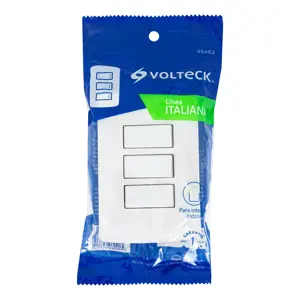 Volteck Placa armada 3 interruptores sencillos,blanco,línea Italiana