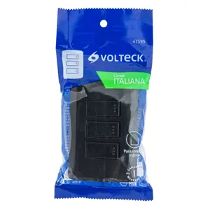 Volteck Placa armada 3 interruptores sencillos,negro, línea Italiana