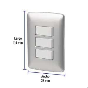 Volteck Placa armada 3 interruptores sencillos,plata, línea Italiana