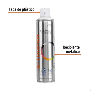 Truper Pintura en aerosol, blanco mate, bote esbelto, 400 ml