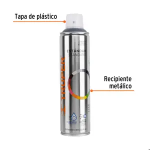 Truper Pintura en aerosol, gris acero, bote esbelto, 400 ml