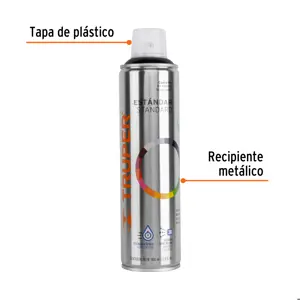 Truper Pintura en aerosol, negro brillante, bote esbelto, 400 ml