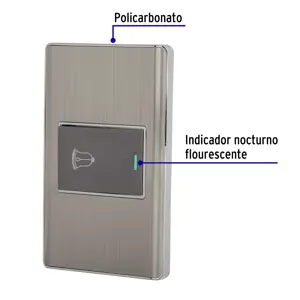 Volteck Placa armada acero 1 interruptor de timbre 1.5 mód, Lisboa