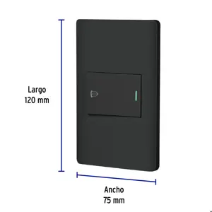 Volteck Placa armada negra 1 interruptor de timbre 1.5 mód, Lisboa